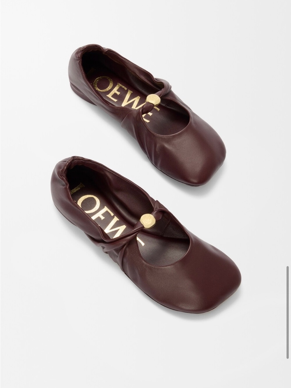 Loewe women’s Pebble Soft ballerina in nappa lambskin-Burgundy